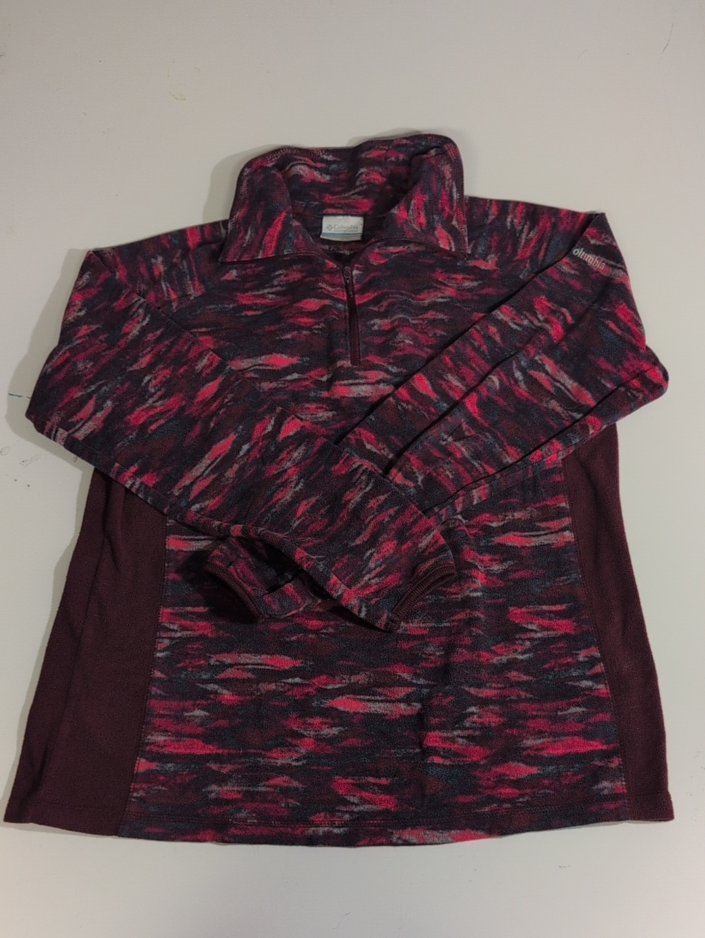 Columbia Maroon & Pink Quarter-Zip Pullover